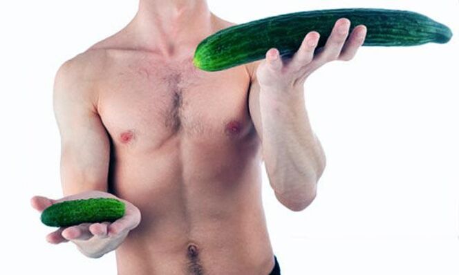 Visualización dun pene masculino pequeno e grande